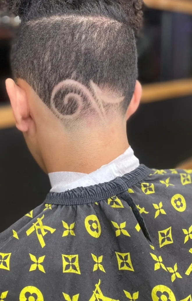 Spiral hair design on the nape
